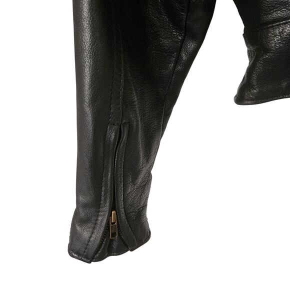 Classic Leather Vintage Women's Black Leather Biker Jacket Small - Picture 9 of 10